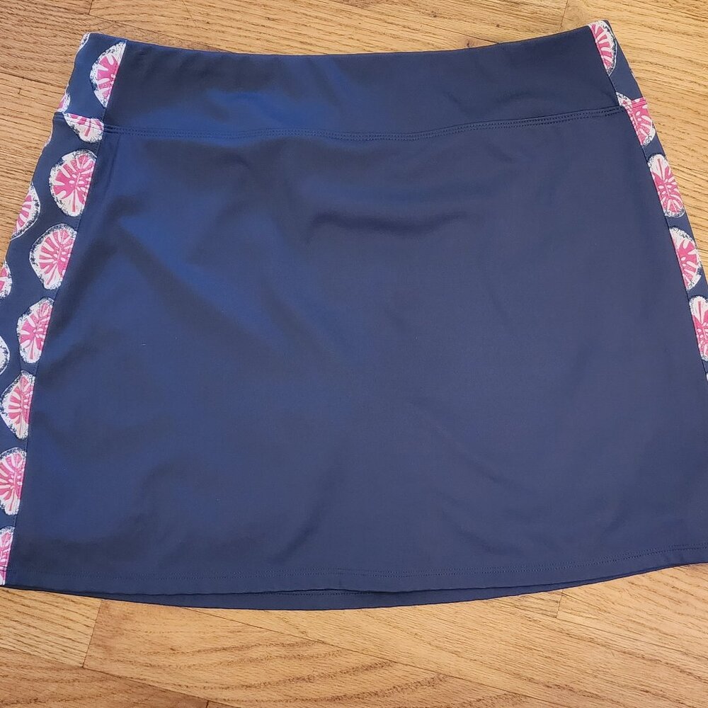 Tommy Bahama Golf Tennis Womens L Skort Skirt  Blue/Gray Pink Floral Side Accent